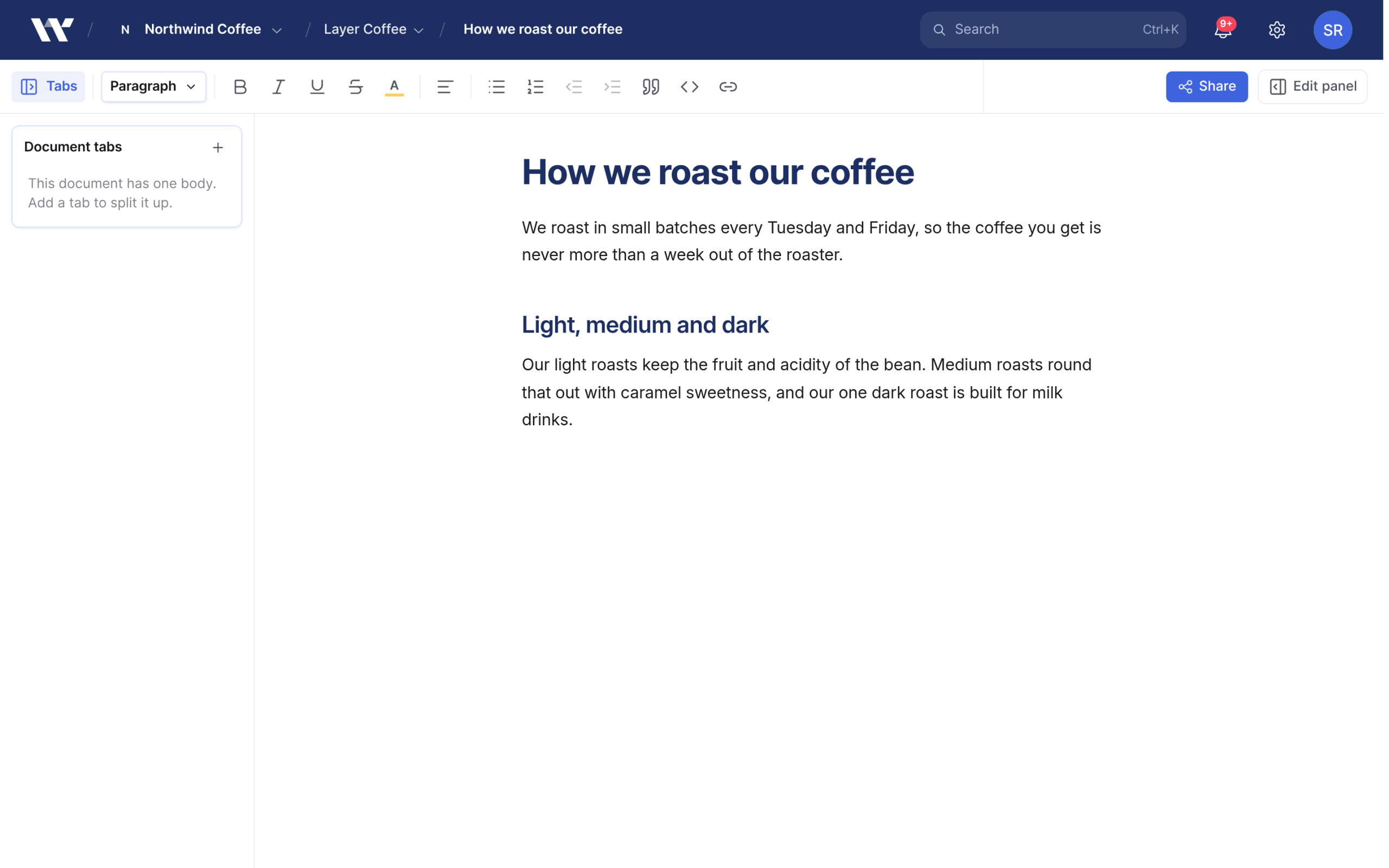 The document tabs rail open on the left of the editor